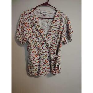 Alex & Parker Women’s Short Sleeve Multicolor Umbrella Blouse-Size XL